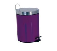 MSV Pattumiera per Cosmetici Viola in Acciaio Inossidabile con Contenitore Interno Estraibile Bagno Pattumiera a Pedale Contenitore per Immondizia, Rotondo, 3 Litri