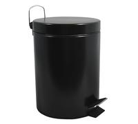 MSV Pattumiera per Cosmetici in Acciaio Inox Tinta Unita Nero Opaco con Contenitore Interno Rimovibile, pattumiera per Bagno, pattumiera a Pedale, per Spazzatura, 3 e 5 Litri