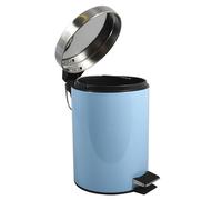 MSV Pattumiera per Cosmetici Blu Pastello in Acciaio Inossidabile con Contenitore Interno Rimovibile Pattumiera per Bagno a Pedale Contenitore per Immondizia, Rotonda, 3 Litri