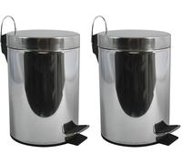 MSV - Cestino per cosmetici da bagno - Acciaio inossidabile con secchio interno rimovibile - Elegante cestino a pedale - Compatto e pratico - Argento - 3L (Confezione da 2)