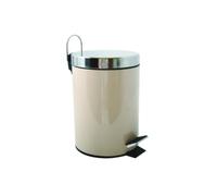 MSV Pattumiera per Cosmetici Beige in Acciaio Inox con Contenitore Interno Estraibile Pattumiera a Pedale per Bagno Contenitore per Immondizia, Rotonda, 3 Litri
