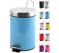MSV Pattumiera per Cosmetici Blu Pastello in Acciaio Inossidabile con Contenitore Interno Rimovibile Pattumiera per Bagno a Pedale Contenitore per Immondizia, Rotonda, 3 Litri