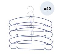 MSV - Confezione da 40 Grucce in Acciaio Rivestito in Plastica - Molto Robuste, Design Antiscivolo - Lati Curvi, Non Si Deformano - Tutti i Tipi di Indumento - 40 cm - Viola