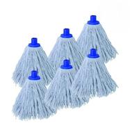 MSV Confezione da 6 Frange di Ricambio per Mop in Cotone Bianco da 250gr - Punta Esagonale