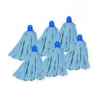 MSV Confezione da 6 Panni di Ricambio per Mop in Viscosa Blu - Include Adattatore per Punta Esagonale