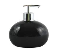 MSV - Dispenser di Sapone in Ceramica Java - Design Elegante - Ø 8 x 18 cm - capacità 300 ml - Nero - Ideale per Bagno e Cucina - Facile da Pulire