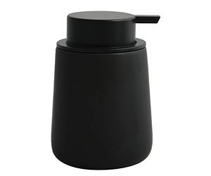 MSV - Dispenser di Sapone in Ceramica MAONIE - Nero Opaco - Design Elegante e Moderno - per Bagno e Cucina - Ricaricabile e Pratico - Ideale per l'uso Quotidiano