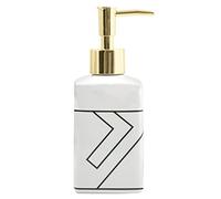 MSV Dispenser di Sapone Liquido Monolithic in Ceramica, 300 ml, Bianco e Oro, Resina, Nero, Standard