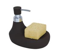 MSV Dispenser di Sapone Porta Spugna in Ceramica Marbella Cioccolato