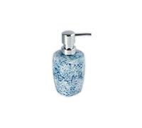 MSV - Distributore di Sapone in Ceramica Quadrata, Colore: Blu, Ø 7 x 16,5