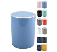 MSV Kamaka Bagno serie Savona - Pattumiera da bagno con coperchio basculante, in plastica, 6 litri, colore: Blu pastello