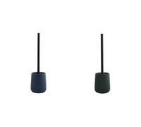 MSV Maonie Set da 2 Scopini WC Ceramica Blu e Verde scuro | contenitore chiuso, testina sostituibile, blu / verde scuro