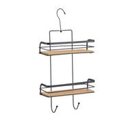 MSV Mensola Doccia 2 Livelli Kim in bambù e Acciaio Nero Opaco