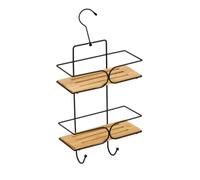 MSV Mensola doccia a 2 livelli Kim, bambù e acciaio nero