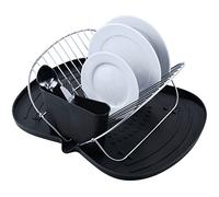 MSV MS645 - Scolapiatti Pieghevole con Vassoio in plastica, Colore: Nero