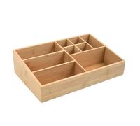 MSV - Organizer Make-up 10 Scomparti - Linea ISALYS - Bambù Naturale - Scatola Portaoggetti Multifunzionale per Cosmetici e Accessori - Beige