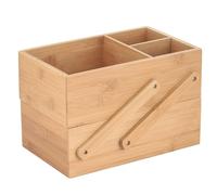 MSV - Organizer Make-up 2 Livelli - Linea ISALYS - Bambù Ecologico - Scatola Portaoggetti per Cosmetici, Accessori e Prodotti di Igiene - Beige