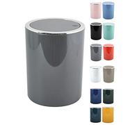 MSV Pattumiera 6 Litri, in plastica ABS, Collezione KAMAKA, Colore Grigio, Ø18,5 x 26 cm