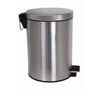 MSV Pattumiera a Pedale in Acciaio Inox, Piccoli spazi, Coperchio a Chiusura Ammortizzata, con Secchio Interno, Rotonda, 12 Litri, Grigio