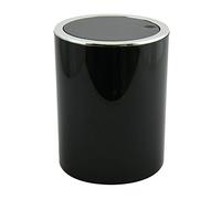 MSV - Pattumiera a pedale Kamaka con coperchio basculante - Capacità 6L - Ideale per bagni - Dimensioni Ø18,5 x 26 cm - Nero