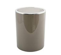 MSV - Pattumiera a pedale Kamaka con coperchio basculante - Capacità 6L - Ideale per il bagno - Dimensioni Ø18,5 x 26 cm - Colore tortora