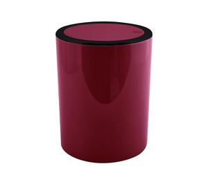 MSV - Pattumiera AS Kamaka 6L Berry - Bordeaux con Bordo Nero - 24.2 x 19 x 19 cm - Design Compatto per Cucina e Bagno - Coperchio Pratico - Uso Interno