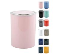 MSV - Pattumiera da bagno Aspen - Pedale e coperchio basculante - 6 L - Ø18,5 x 26 cm - Rosa chiaro - Design elegante - Ideale per bagno, ufficio, cucina