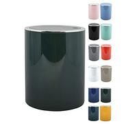 MSV Kamaka Bagno serie Savona - Pattumiera da bagno con coperchio basculante, in plastica, 6 litri, colore: Verde Scuro