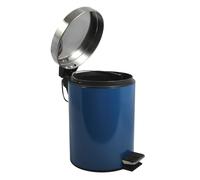 MSV Pattumiera per Cosmetici Blu in Acciaio Inossidabile con Contenitore Interno Rimovibile Bagno Pattumiera a Pedale Contenitore per Immondizia, Rotondo, 3 Litri