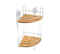 MSV Portaoggetti da Bagno in Metallo e Legno | Organizer da bagno a ripiani; struttura in metallo con finiture in legno; per asciugamani e accessori