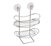 MSV Portasapone e portaoggetti da Doccia Ovale con Ventosa, Acciaio Cromato