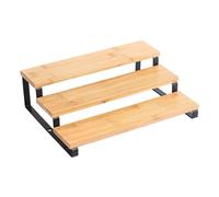 MSV Scaffale per spezie a 3 livelli, design industriale in bambù e acciaio, ELIE, nero opaco