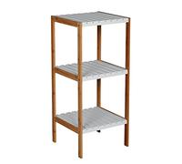 MSV Scaffale portaoggetti 3 ripiani in bambù e MDF, bianco