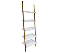MSV scaffale Stile Scala scaffale 5 Livelli in bambù e MDF Bianco