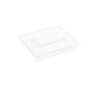 MSV Scolapiatti - Griglia scolapiatti in filo - Supporto per stoviglie con rivestimento in plastica bianca - Cestello per stoviglie 43 x 34 x 7,5 cm - Scolapiatti per piatti e posate - Utensili da