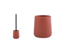 MSV Scopino WC Ceramica MAONIE con Bicchiere Ceramica Terracotta | Scopino WC e Bicchiere · Set Bagno Coordinato · Finitura Terracotta Opaco · Facile da Pulire