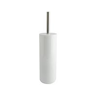 MSV Scopino WC Porta scopino “Inagua” Set WC da appoggio in polistirolo Scopino con Manico in Acciaio Inox Bianco