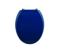 MSV - Sedile WC Cleo, Cerniere in Acciaio Inossidabile - Coperchio WC in MDF Resistente all'Umidità, Cuscinetti Ammortizzatori, Misura Universale - 43/45x37x5,6 cm - Blu Scuro