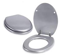 MSV Sedile WC in MDF, Inox, Argento, 42.5 x 36.5 x 1.6 cm