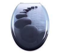 MSV Sedile WC MDF Chemin DE Grigio Ciottoli - Cerniere in Acciaio Inox