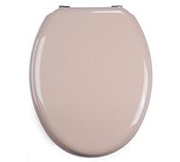 MSV - Sedile WC CLÉO MDF - Cerniere in acciaio inox - Lucido - Ø 370 x 450 mm - Beige - Eleganza e comfort per il bagno - Facile installazione e pulizia