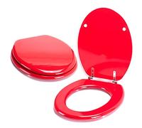 MSV Sedile WC MDF Rosso, Acciaio Inossidabile, 38 x 7 x 48 cm