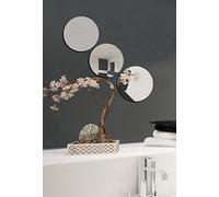 MSV Set 3 Specchi Adesivi in Vetro, Bianco, 15 x 15 x 3 cm