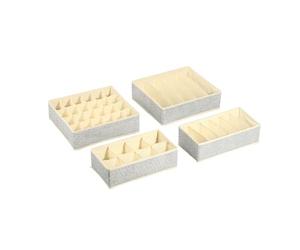 MSV Set 4 Cassettiere Portaoggetti Microaerate e Traspiranti con Scomparti Grigio