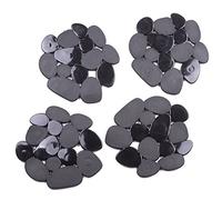 MSV Set 4 Tappetini Doccia o Bagno Antiscivolo Ciottoli in PVC 12x13 cm Nero