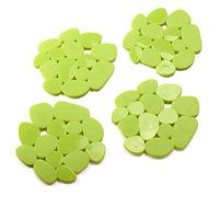 MSV Set 4 Tappetini Doccia o Bagno Antiscivolo Ciottoli in PVC 12x13 cm Verde Anice