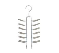 MSV - Set di 12 Appendini in Acciaio Rivestito in Plastica per Cinture, Cravatte e Accessori - Soluzione Antiscivolo, Robusta e Pratica per Riporre - 31 x 15 cm - Tortora