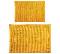 MSV Set di 2 tappetini da bagno ciniglia 40 x 60 cm + 60 x 90 cm, giallo