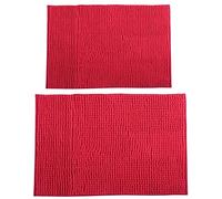 MSV Set di 2 tappetini da bagno in ciniglia, 40 x 60 cm + 60 x 90 cm, rosa
