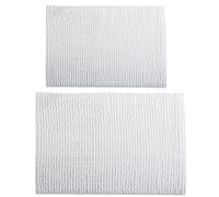 MSV Set di 2 tappetini da bagno in ciniglia a pelo lungo, 40 x 60 cm + 60 x 90 cm, colore bianco